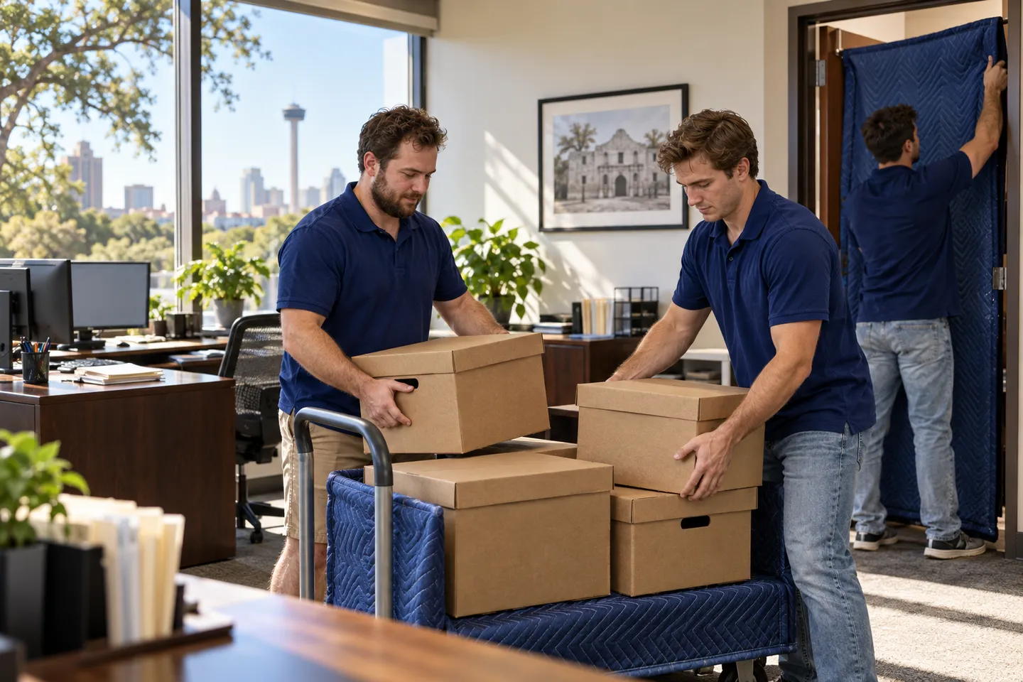 Accounting & CPA Office moving in San Antonio: moving crew at work