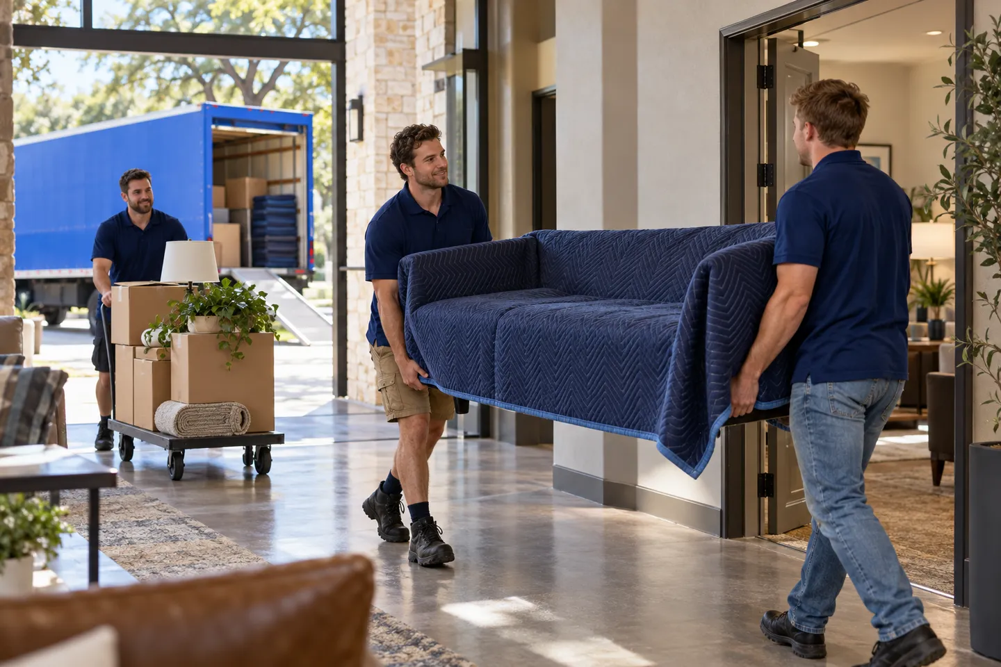 Apartment Leasing Office moving in San Antonio: moving crew at work