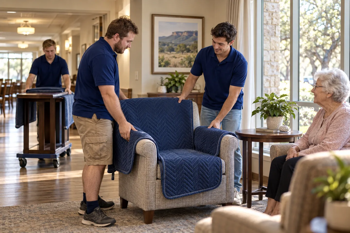 Assisted Living Facility moving in San Antonio: moving crew at work