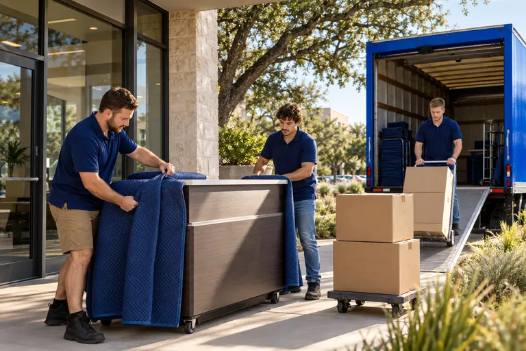 Interstate Business Relocation moving in San Antonio: moving crew at work