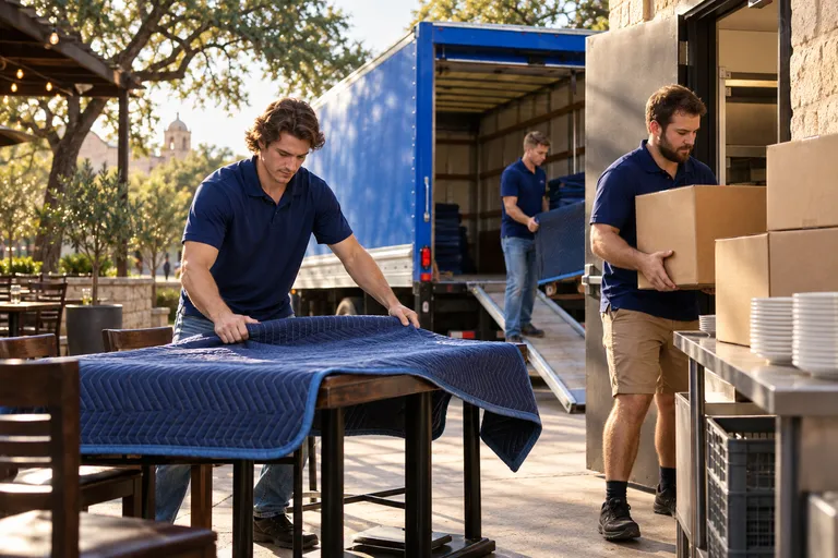 Restaurant moving in San Antonio: moving crew at work
