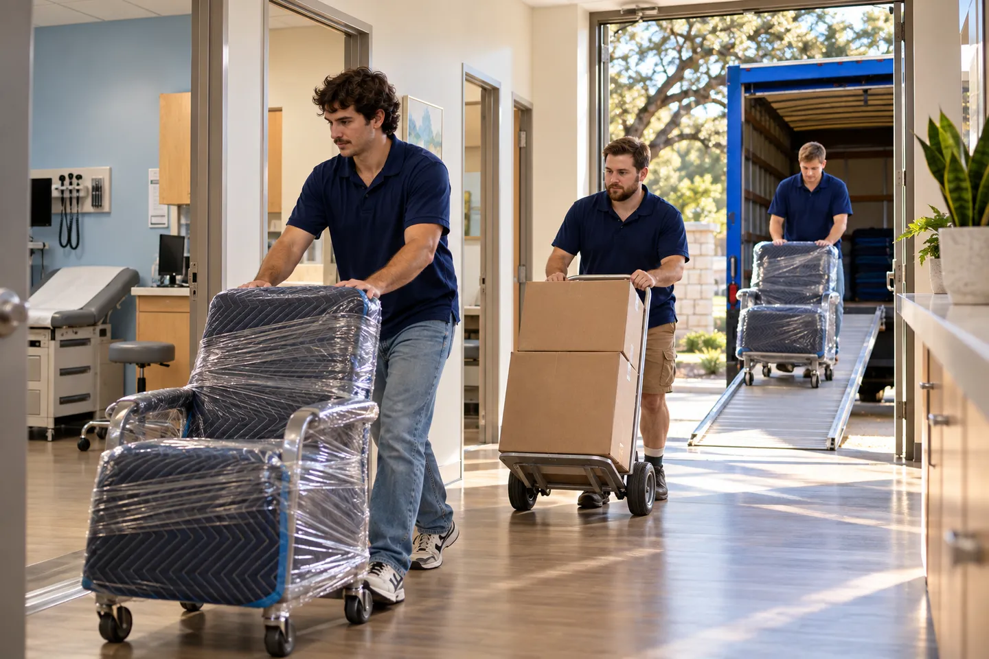 Urgent Care moving in San Antonio: moving crew at work